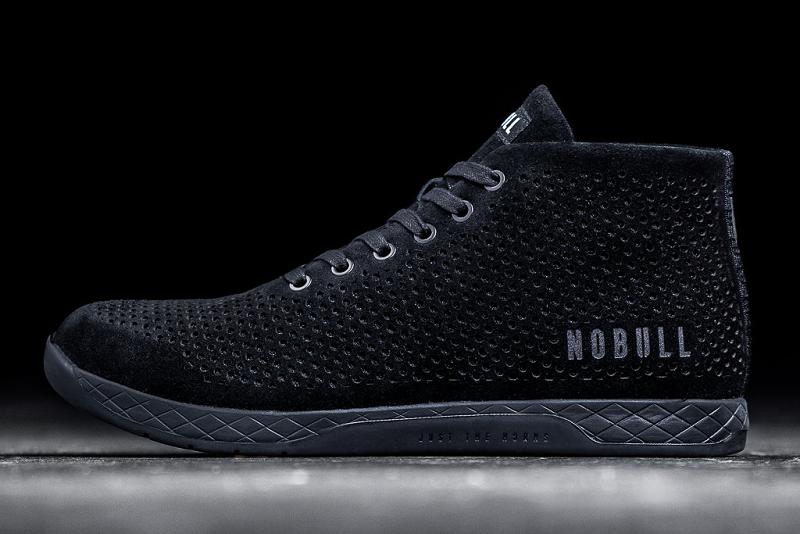 Black Nobull Suede Mid Men's Trainers | CA S1234G